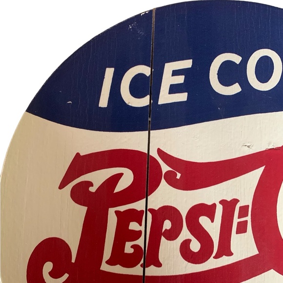 Pepsi Cola Sign, Wooden, 14" Round - Picture 7 of 7
